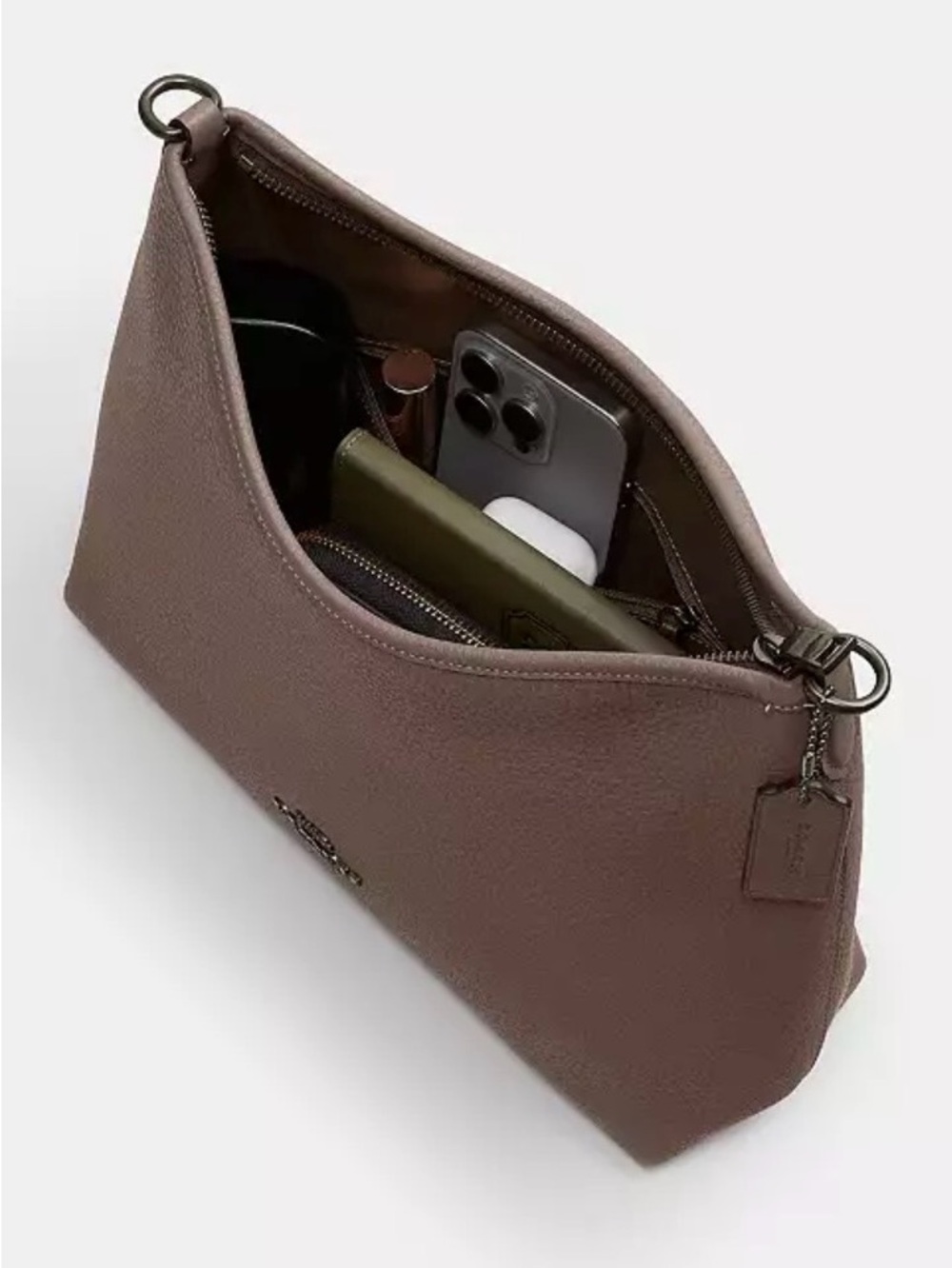 Coach Laurel Pebbled Leather Shoulder Bag in Dark Stone with gunmetal hardware - Picture 10 of 12